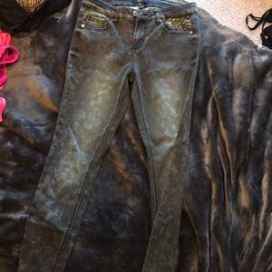 Tie dyed green jeans